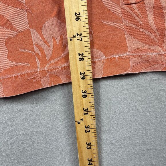 Tommy Bahama Shirt Mens Size Large Orange Button UP Hawaiian Silk Floral - Picture 9 of 10